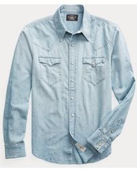 RRL - Slim Fit Chambray Western Shirt - Lyst