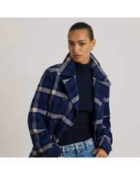Ralph Lauren - Double-Breasted Plaid Tweed Coat - Lyst