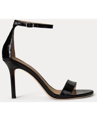 Ralph Lauren - Ralph Lauren Allie Crocodile-Embossed Leather Sandal - Lyst
