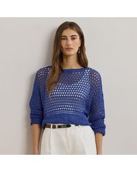 Ralph Lauren - Pointelle-Knit Linen-Blend Jumper - Lyst