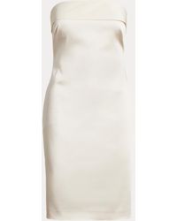 Ralph Lauren Trägerloses Cocktailkleid aus Satin - Weiß