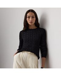 Ralph Lauren - Seiden-Rundhalspullover Mit Zopfmuster - Lyst