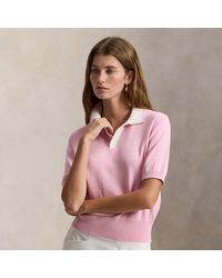 Ralph Lauren - Maglia in misto cotone con colletto polo - Lyst