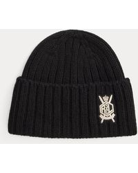 Ralph Lauren - Berretto in cashmere a coste con stemma - Lyst