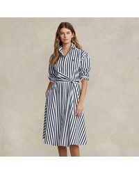 Polo Ralph Lauren - Day Brand-embroidered Cotton Midi Dress - Lyst