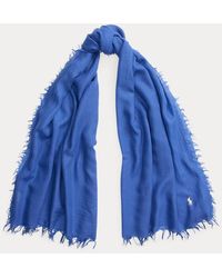 Polo Ralph Lauren Schal aus Wollmischung mit Fransen - Blau