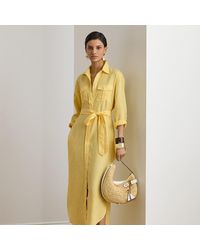 Ralph Lauren - Belted Linen Midi Shirt Dress - Lyst