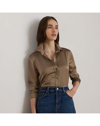 Ralph Lauren - Ralph Lauren Classic Fit Satin Charmeuse Shirt - Lyst