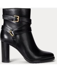 Ralph Lauren - Collins Burnished Leather Bootie Heel - Lyst