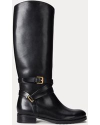 Ralph Lauren - Stivali alti Collins in pelle brunita - Lyst