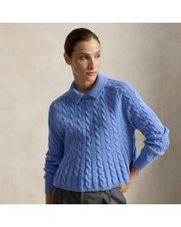 Polo Ralph Lauren - Cable Wool-Cashmere Peplum Jumper - Lyst
