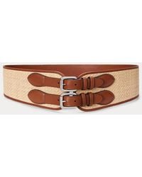 Ralph Lauren - Cinturón De Piel Y Rafia A Hebilla Doble - Lyst