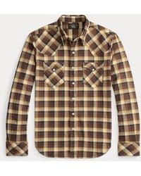 RRL - Slim Fit Plaid Twill Western Shirt - Lyst