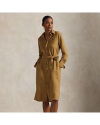 Polo Ralph Lauren - Hemdkleid Aus Leinen Mit Gürtel - Lyst