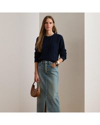 Ralph Lauren - Ralph Lauren Denim Pencil Midi Skirt - Lyst