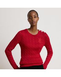 Ralph Lauren - Button-Trim Cable-Knit Jumper - Lyst