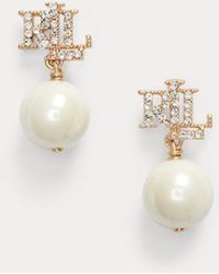Ralph Lauren - Pave Logo Faux-Pearl Drop Earrings - Lyst