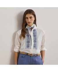 Ralph Lauren - Camicia in popeline di cotone con ricamo - Lyst