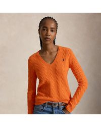 Polo Ralph Lauren - Cable-Knit Wool-Cashmere V-Neck Jumper - Lyst