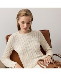 Ralph Lauren - Cable-Knit Silk-Blend Crewneck Jumper - Lyst