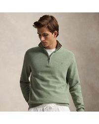 Polo Ralph Lauren - Mesh-Knit Cotton Quarter-Zip Jumper - Lyst