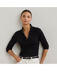 Ralph Lauren - Ralph Lauren Rib-Knit Three-Quarter-Sleeve Polo Shirt - Lyst