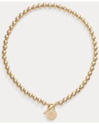 Ralph Lauren - Tone Logo Beaded Necklace - Lyst