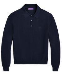 Ralph Lauren Purple Label - Textured Silk-cotton Polo-collar Jumper - Lyst