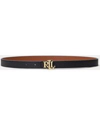 Ralph Lauren - Schmaler Wendbarer Ledergürtel Mit Logo - Lyst