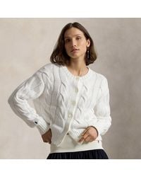Polo Ralph Lauren - Cable-Knit Cotton Crewneck Cardigan - Lyst