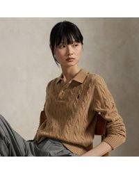 Ralph Lauren - Cable-Knit Wool-Cashmere Polo Jumper - Lyst