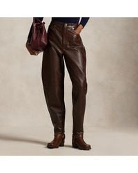 Polo Ralph Lauren - Pantaloni in pelle Curved Tapered-Fit - Lyst