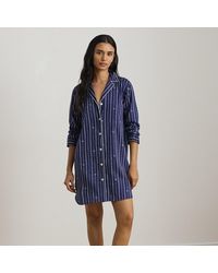 Ralph Lauren - Logo Striped Sateen Sleep Shirt - Lyst