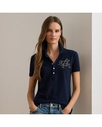 Ralph Lauren - Beaded-Logo Cotton Piqué Polo Shirt - Lyst