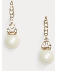 Ralph Lauren - Tone Faux-Pearl Drop Earrings - Lyst