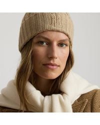 Ralph Lauren - Embroidered-Logo Cable-Knit Beanie - Lyst