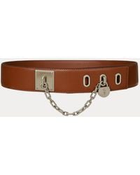 Ralph Lauren - Leren Riem Met Ketting Met Hangslot - Lyst