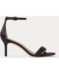 Ralph Lauren - Allie Mid-Heel Embellished Satin Sandal - Lyst