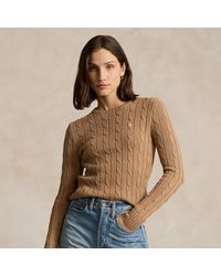 Ralph Lauren - Cable-knit Cotton Crewneck Sweater - Lyst