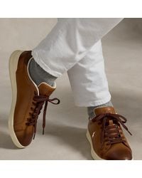 Ralph Lauren - Heritage Court Ii Leather Trainer - Lyst