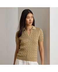 Ralph Lauren - Cable Cotton-Blend Short-Sleeve Jumper - Lyst