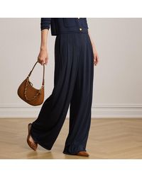 Ralph Lauren - Pleated Stretch Jersey Wide-Leg Trousers - Lyst