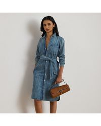 Ralph Lauren - Belted Denim Shirt Dress - Lyst