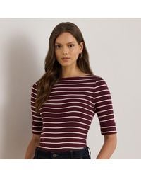 Ralph Lauren - Striped Stretch Cotton Boatneck T-Shirt - Lyst