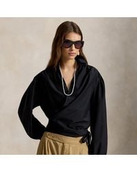 Polo Ralph Lauren - Cotton-Silk Wrap Blouse - Lyst