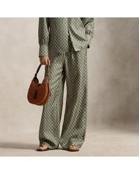 Ralph Lauren - Floral Silk Drawstring Wide-Leg Trousers - Lyst