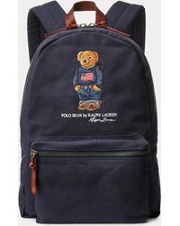Polo Ralph Lauren Canvas Rugzak Met Polo Bear - Blauw