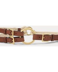 Ralph Lauren Leather Wide Embellished D-ring Belt in Brown  display picture 3