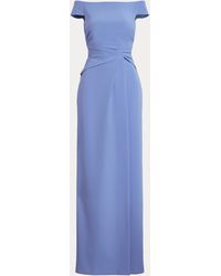 Ralph Lauren Crepe Off-the-shoulder Gown - Blue