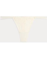 Ralph Lauren - Floral-Embroidered Mesh & Satin Thong - Lyst